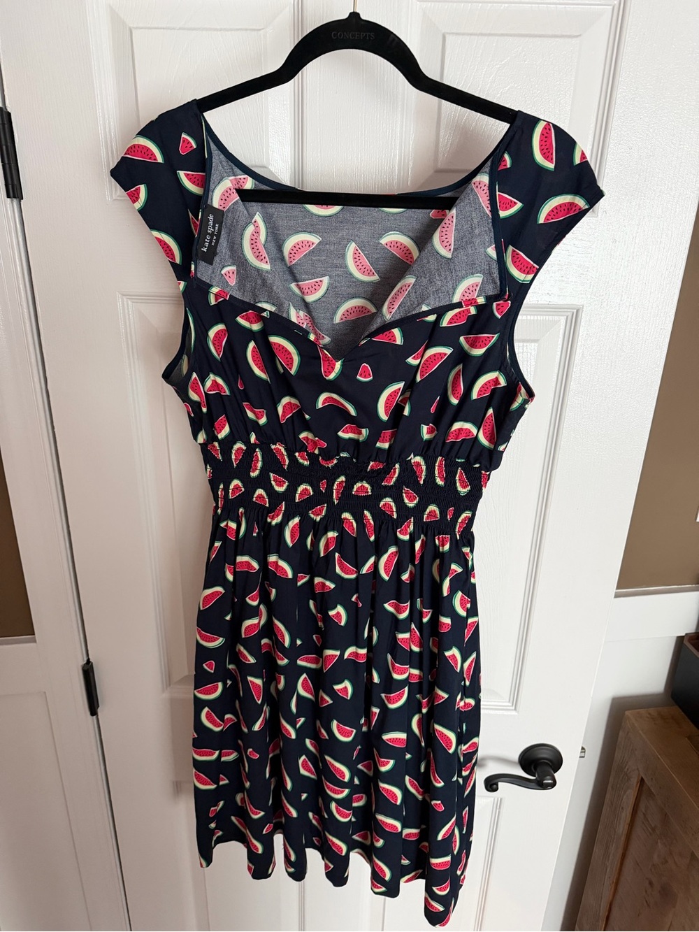 kate spade Navy Watermelon Print Cap-Sleeve Dress - Picture 2 of 5